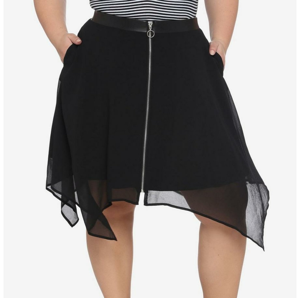 Hot Topic Black O-Ring Hanky Hem Skirt Plus Size